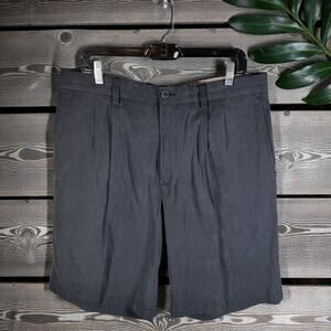 Tommy Bahama Men's 36 Long 36L Black Cotton Bamboo Rayon Blend Pleated Shorts
